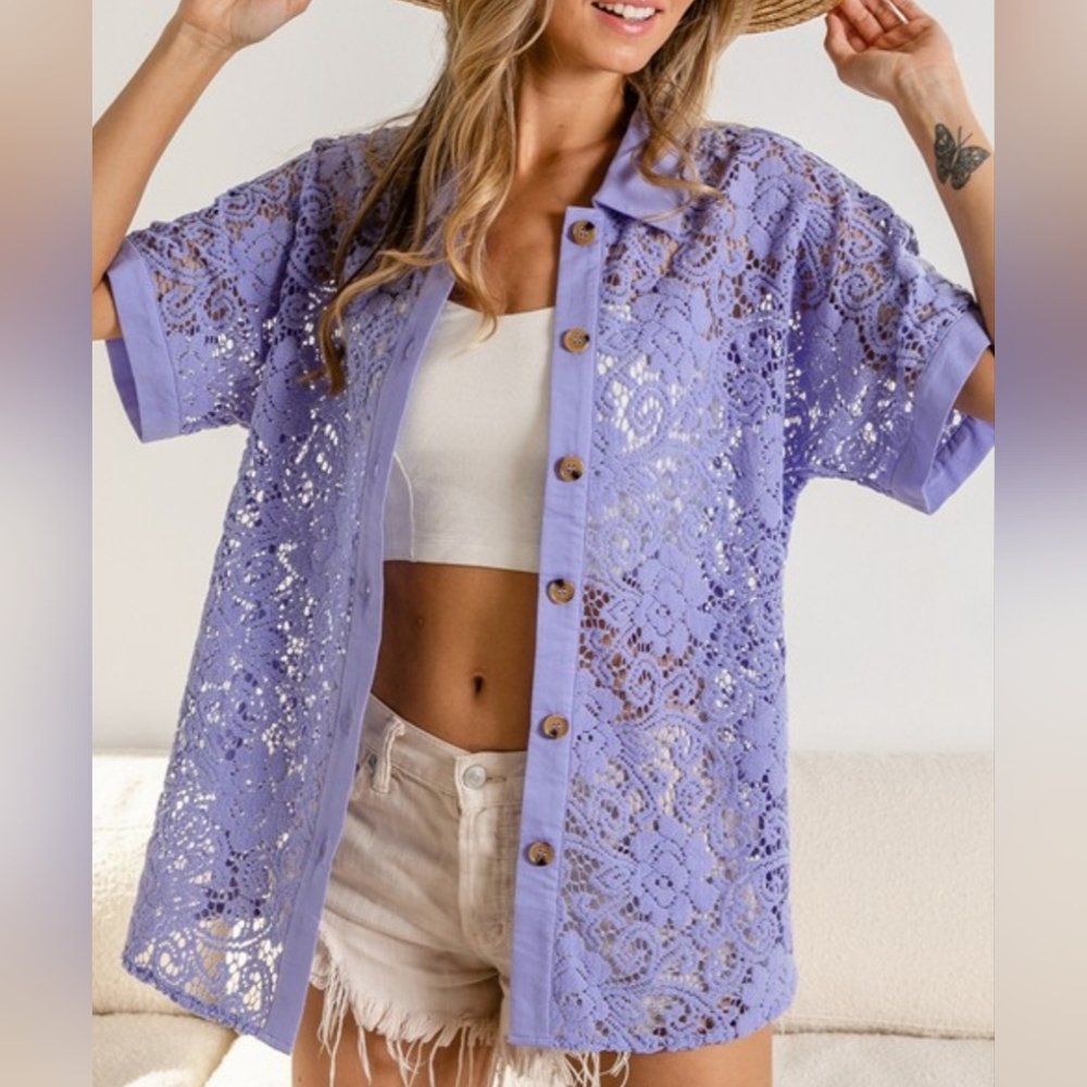 Lace button up shirt